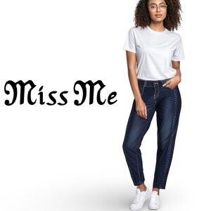 Miss Me Slim Boyfriend ankle with Aztec design embroidered Jeans